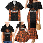 Cricket Australia Perth Champions 2026 Family Matching Mermaid Dress and Hawaiian Shirt Black Aboriginal Dot Art
