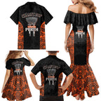 Cricket Australia Perth Champions 2026 Family Matching Mermaid Dress and Hawaiian Shirt Black Aboriginal Dot Art