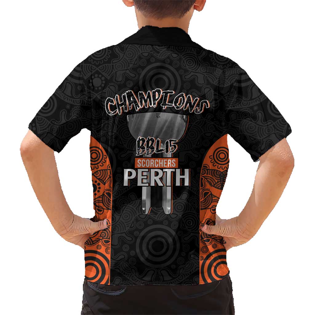 Cricket Australia Perth Champions 2026 Family Matching Off The Shoulder Long Sleeve Dress and Hawaiian Shirt Black Aboriginal Dot Art