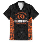 Cricket Australia Perth Champions 2026 Family Matching Off Shoulder Maxi Dress and Hawaiian Shirt Black Aboriginal Dot Art