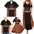Cricket Australia Perth Champions 2026 Family Matching Summer Maxi Dress and Hawaiian Shirt Black Aboriginal Dot Art