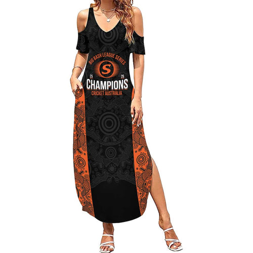 Cricket Australia Perth Champions 2026 Family Matching Summer Maxi Dress and Hawaiian Shirt Black Aboriginal Dot Art