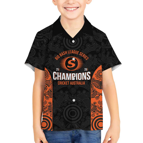 Cricket Australia Perth Champions 2026 Family Matching Summer Maxi Dress and Hawaiian Shirt Black Aboriginal Dot Art