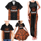 Cricket Australia Perth Champions 2026 Family Matching Tank Maxi Dress and Hawaiian Shirt Black Aboriginal Dot Art