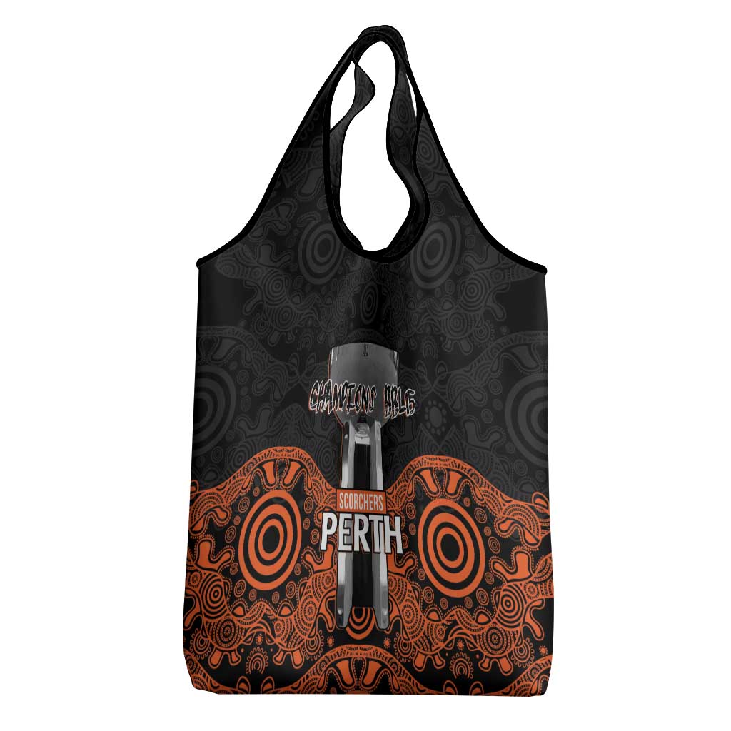 Cricket Australia Perth Champions 2026 Grocery Bag Black Aboriginal Dot Art