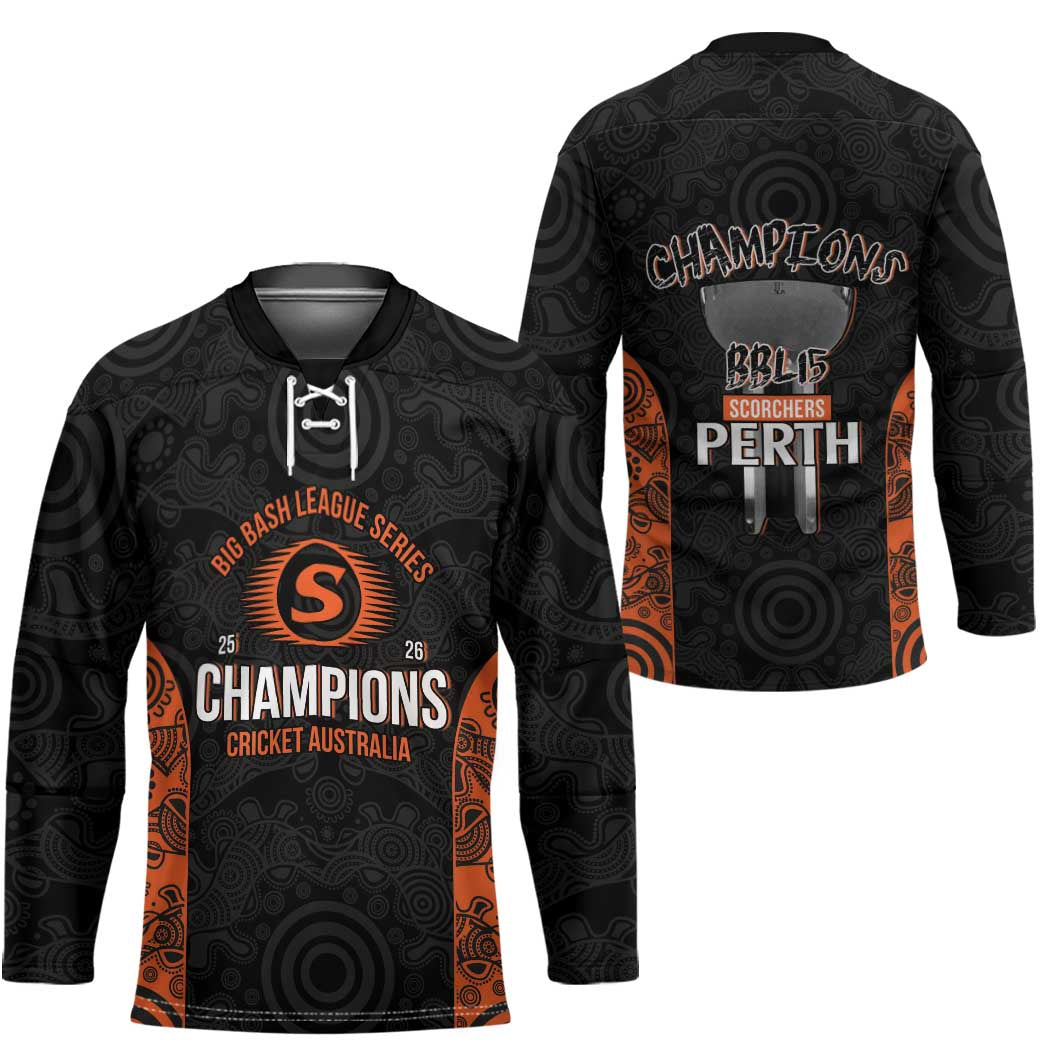 Cricket Australia Perth Champions 2026 Hockey Jersey Black Aboriginal Dot Art