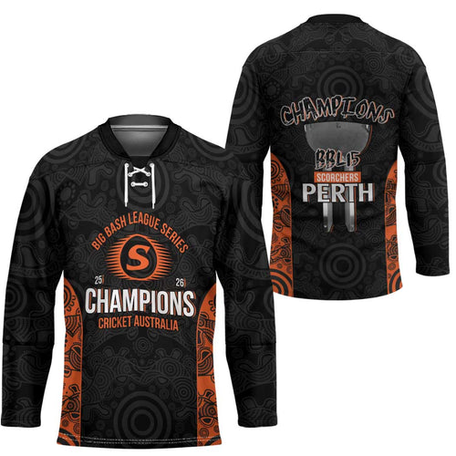 Cricket Australia Perth Champions 2026 Hockey Jersey Black Aboriginal Dot Art