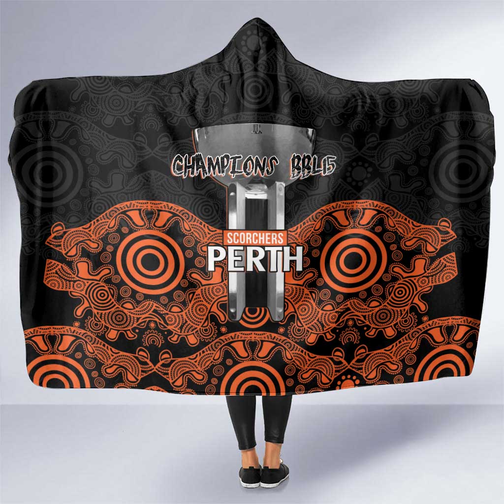 Cricket Australia Perth Champions 2026 Hooded Blanket Black Aboriginal Dot Art