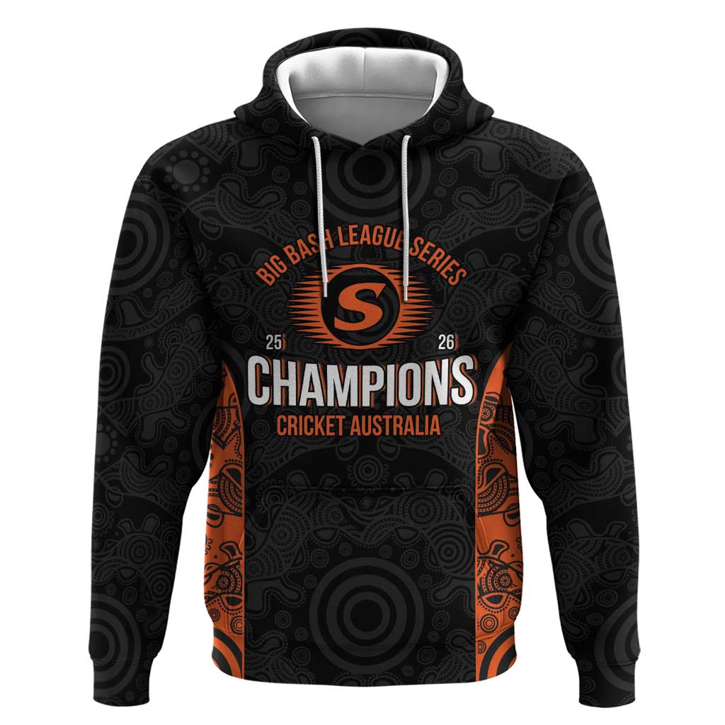Cricket Australia Perth Champions 2026 Hoodie Black Aboriginal Dot Art