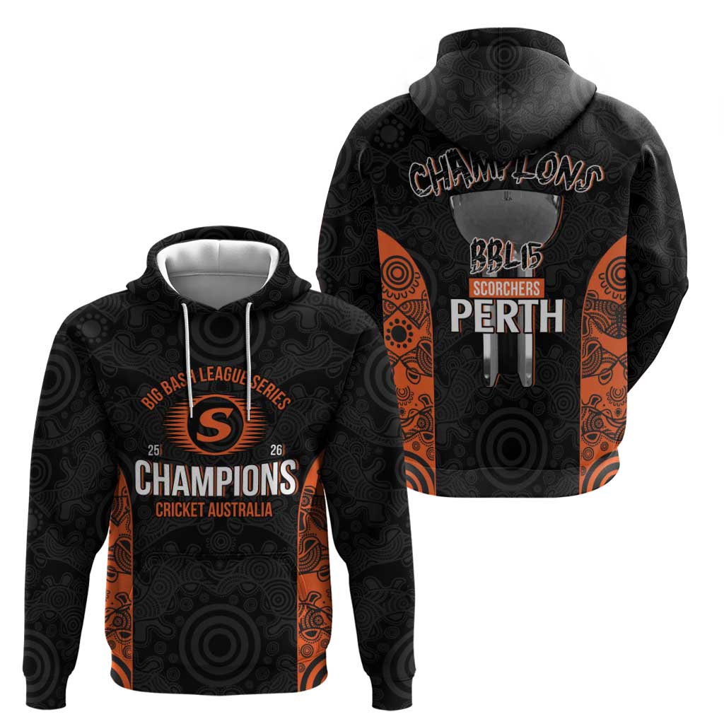 Cricket Australia Perth Champions 2026 Hoodie Black Aboriginal Dot Art