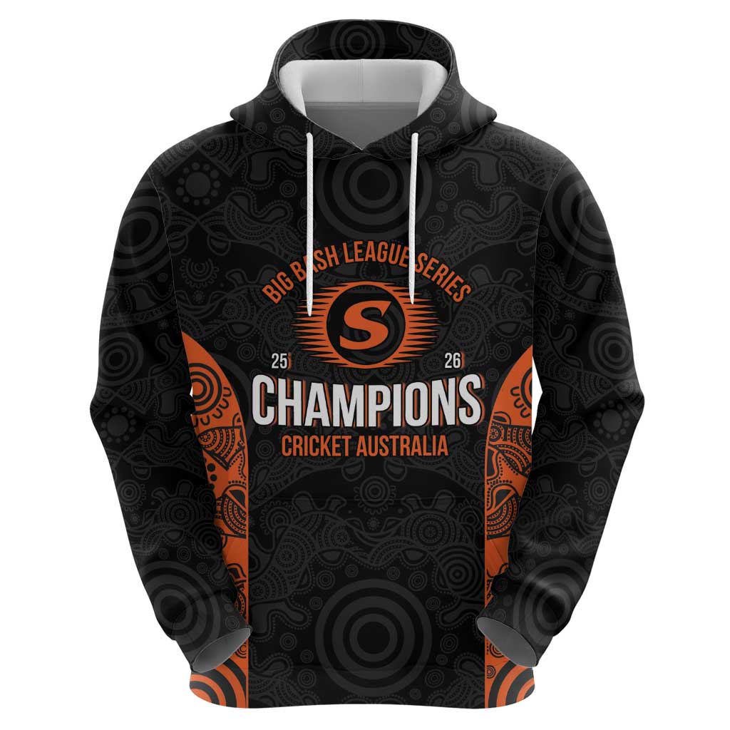 Cricket Australia Perth Champions 2026 Hoodie Black Aboriginal Dot Art