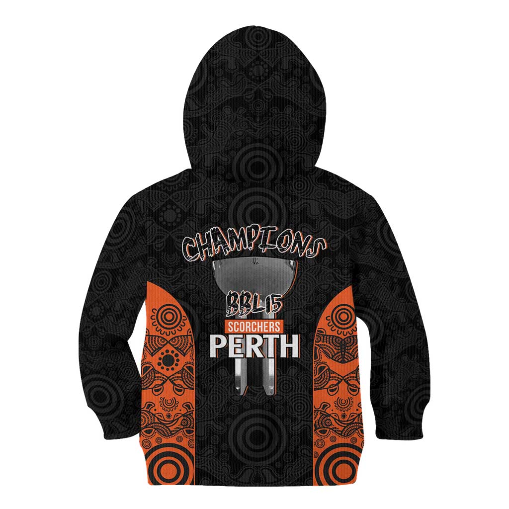 Cricket Australia Perth Champions 2026 Kid Hoodie Black Aboriginal Dot Art