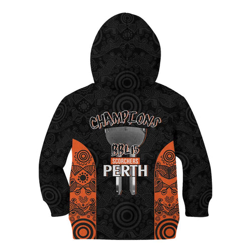 Cricket Australia Perth Champions 2026 Kid Hoodie Black Aboriginal Dot Art