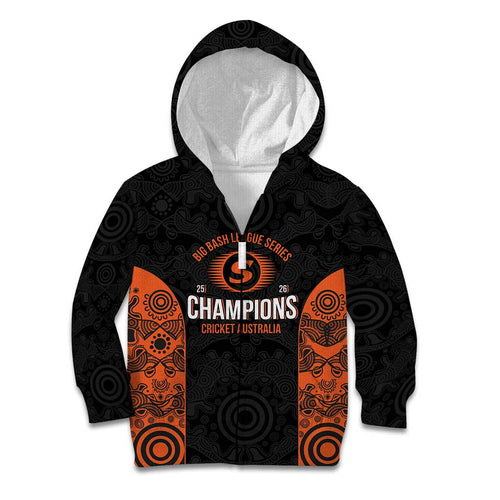 Cricket Australia Perth Champions 2026 Kid Hoodie Black Aboriginal Dot Art