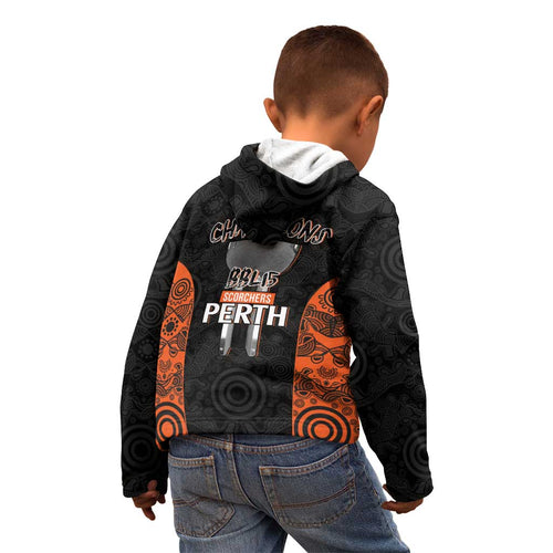 Cricket Australia Perth Champions 2026 Kid Hoodie Black Aboriginal Dot Art