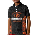 Cricket Australia Perth Champions 2026 Kid Polo Shirt Black Aboriginal Dot Art