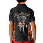 Cricket Australia Perth Champions 2026 Kid Polo Shirt Black Aboriginal Dot Art