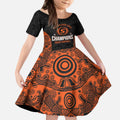 Cricket Australia Perth Champions 2026 Kid Short Sleeve Dress Black Aboriginal Dot Art