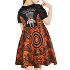 Cricket Australia Perth Champions 2026 Kid Short Sleeve Dress Black Aboriginal Dot Art
