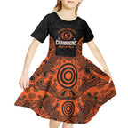 Cricket Australia Perth Champions 2026 Kid Short Sleeve Dress Black Aboriginal Dot Art