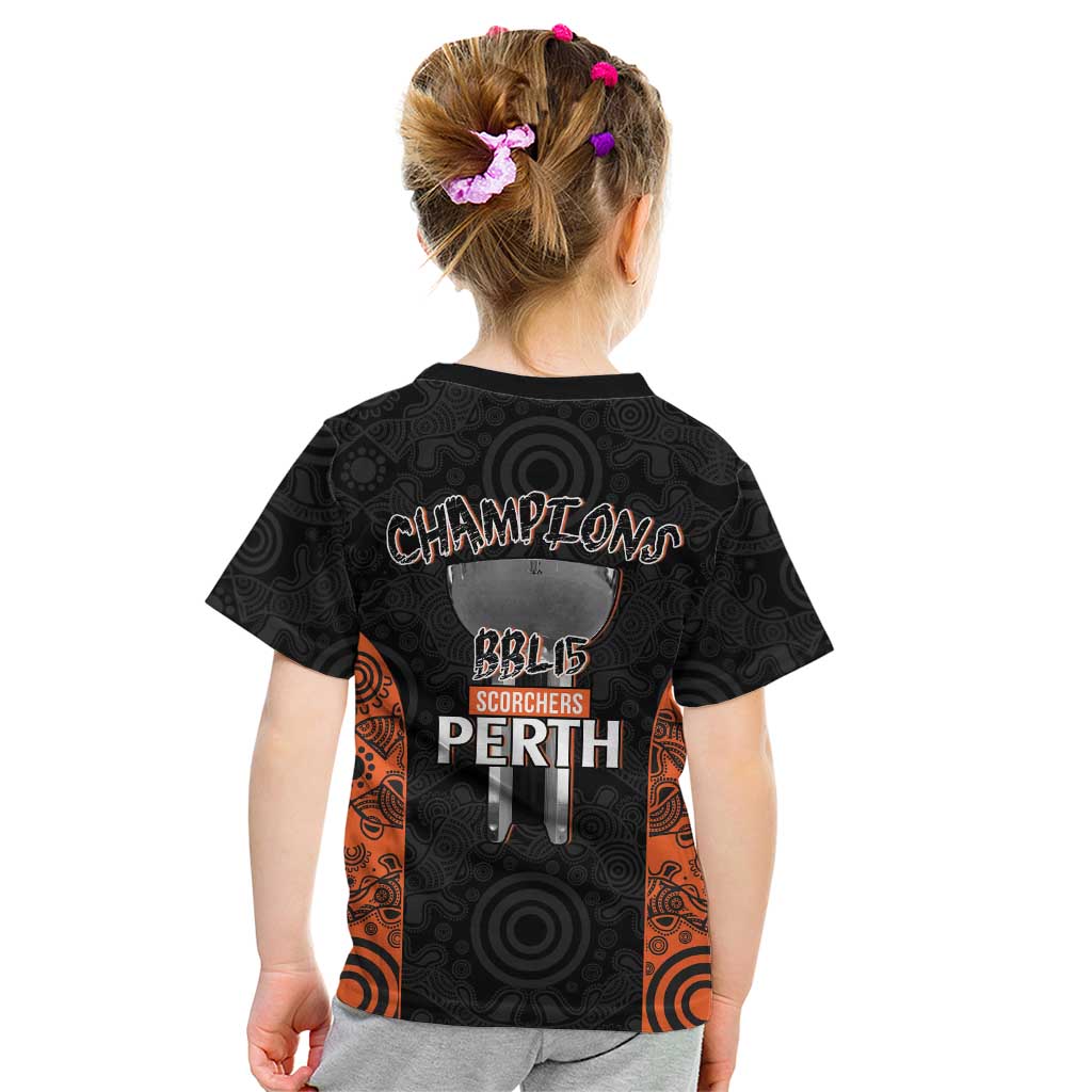 Cricket Australia Perth Champions 2026 Kid T Shirt Black Aboriginal Dot Art