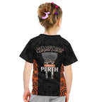 Cricket Australia Perth Champions 2026 Kid T Shirt Black Aboriginal Dot Art