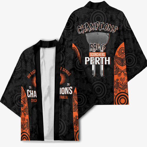 Cricket Australia Perth Champions 2026 Kimono Black Aboriginal Dot Art