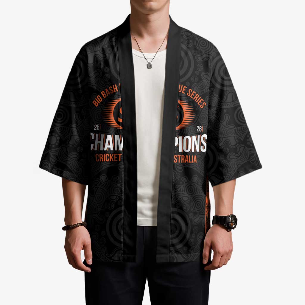 Cricket Australia Perth Champions 2026 Kimono Black Aboriginal Dot Art