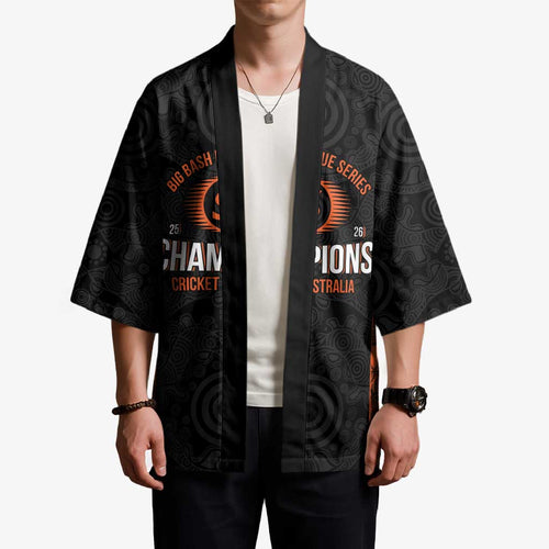 Cricket Australia Perth Champions 2026 Kimono Black Aboriginal Dot Art