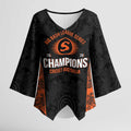 Cricket Australia Perth Champions 2026 Kimono Sleeve Blouse Black Aboriginal Dot Art