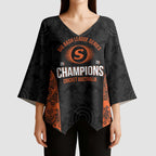 Cricket Australia Perth Champions 2026 Kimono Sleeve Blouse Black Aboriginal Dot Art