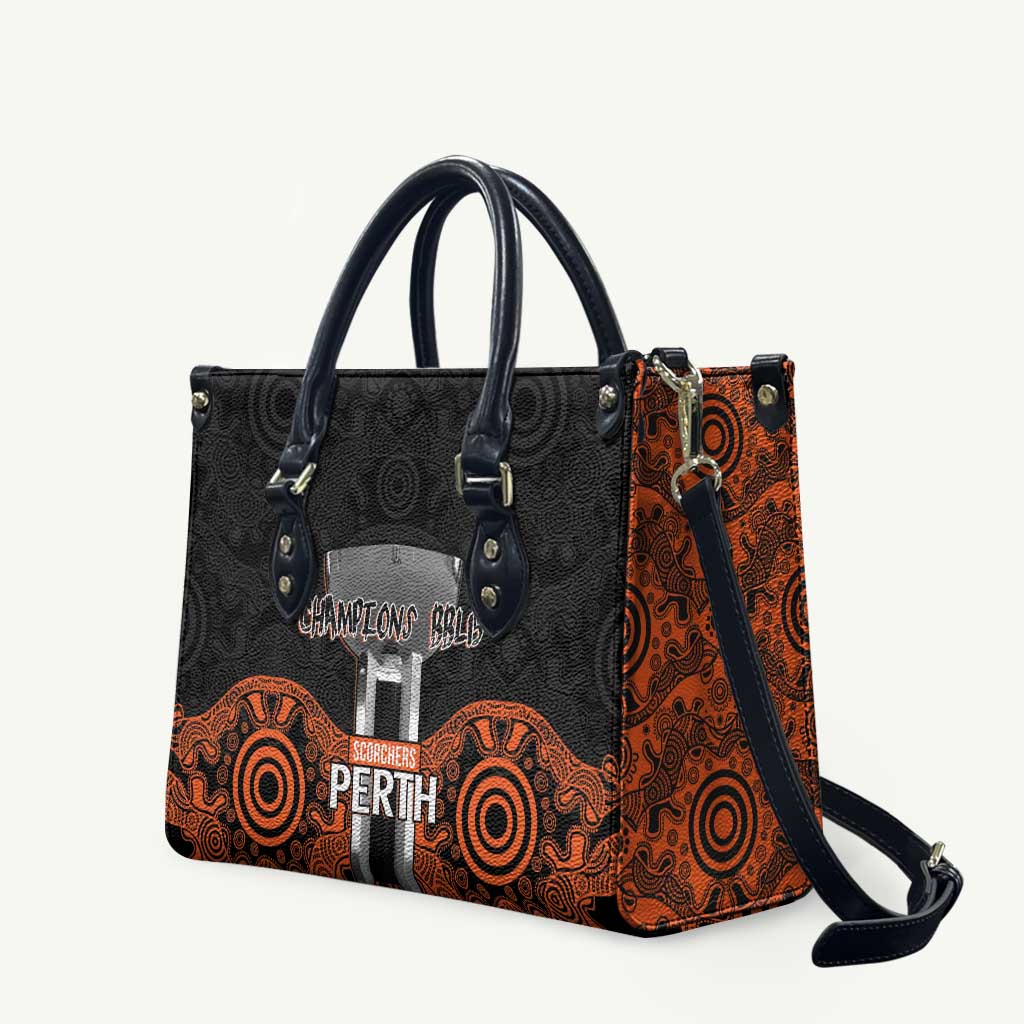Cricket Australia Perth Champions 2026 Leather Bag Black Aboriginal Dot Art