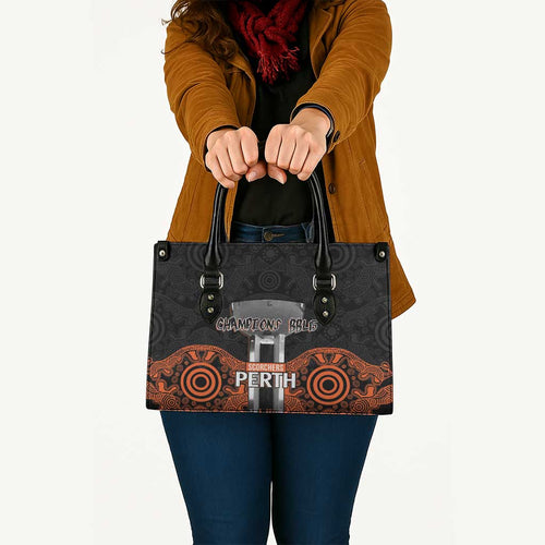 Cricket Australia Perth Champions 2026 Leather Bag Black Aboriginal Dot Art