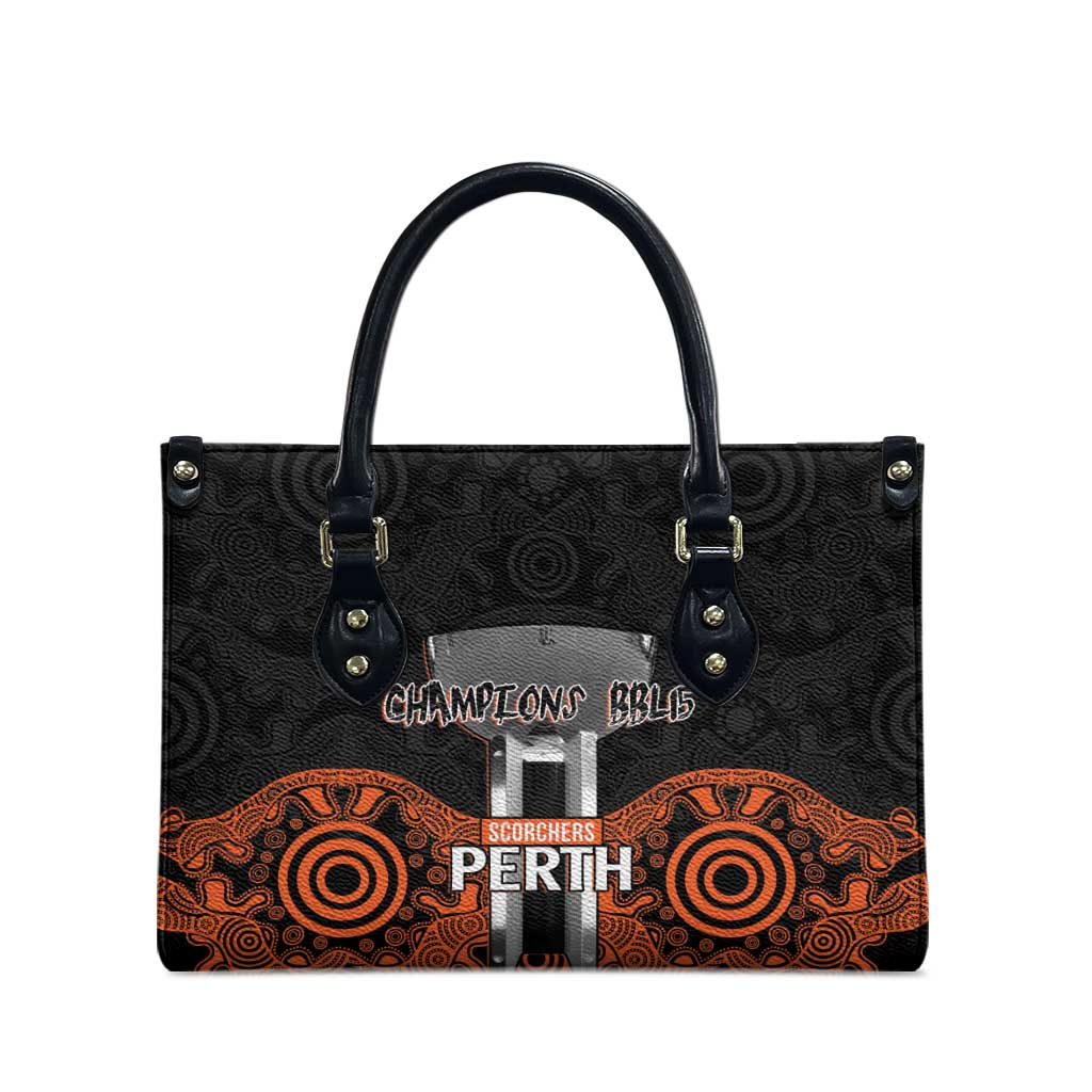 Cricket Australia Perth Champions 2026 Leather Bag Black Aboriginal Dot Art