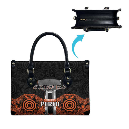 Cricket Australia Perth Champions 2026 Leather Bag Black Aboriginal Dot Art