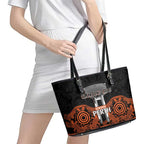 Cricket Australia Perth Champions 2026 Leather Tote Bag Black Aboriginal Dot Art