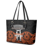 Cricket Australia Perth Champions 2026 Leather Tote Bag Black Aboriginal Dot Art