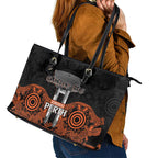 Cricket Australia Perth Champions 2026 Leather Tote Bag Black Aboriginal Dot Art
