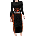 Cricket Australia Perth Champions 2026 Long Sleeve Bodycon Dress Black Aboriginal Dot Art