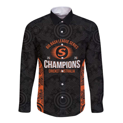 Cricket Australia Perth Champions 2026 Long Sleeve Button Shirt Black Aboriginal Dot Art