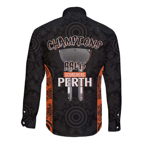 Cricket Australia Perth Champions 2026 Long Sleeve Button Shirt Black Aboriginal Dot Art
