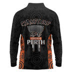 Cricket Australia Perth Champions 2026 Long Sleeve Polo Shirt Black Aboriginal Dot Art