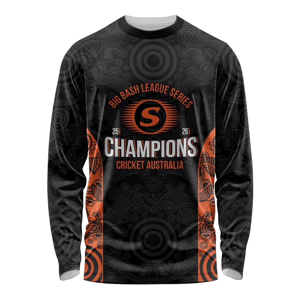 Cricket Australia Perth Champions 2026 Long Sleeve Shirt Black Aboriginal Dot Art