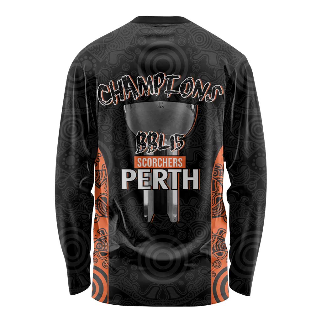 Cricket Australia Perth Champions 2026 Long Sleeve Shirt Black Aboriginal Dot Art