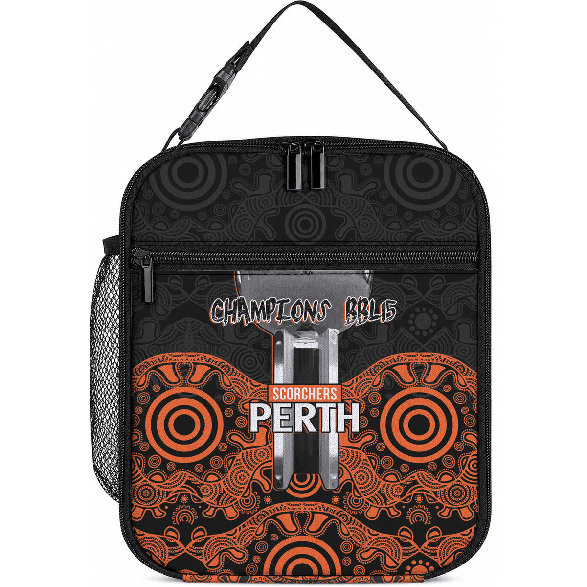 Cricket Australia Perth Champions 2026 Lunch Bag Black Aboriginal Dot Art