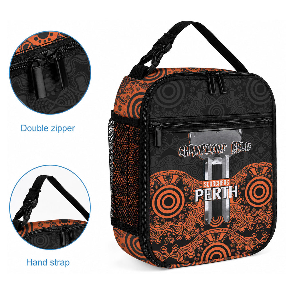 Cricket Australia Perth Champions 2026 Lunch Bag Black Aboriginal Dot Art