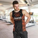 Cricket Australia Perth Champions 2026 Men Tank Top Black Aboriginal Dot Art