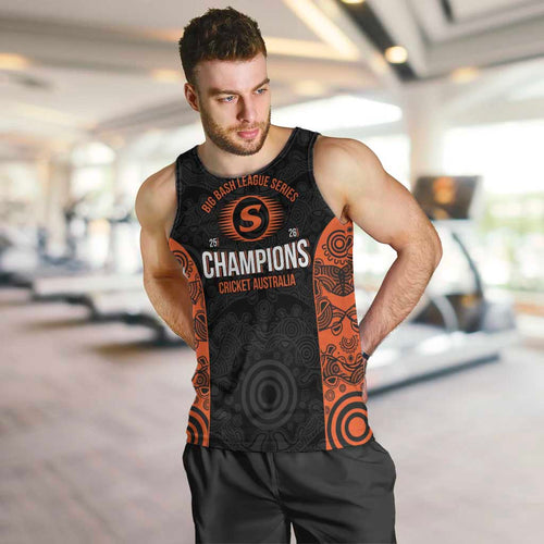 Cricket Australia Perth Champions 2026 Men Tank Top Black Aboriginal Dot Art