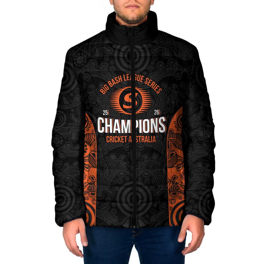 Cricket Australia Perth Champions 2026 Padded Jacket Black Aboriginal Dot Art