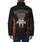 Cricket Australia Perth Champions 2026 Padded Jacket Black Aboriginal Dot Art